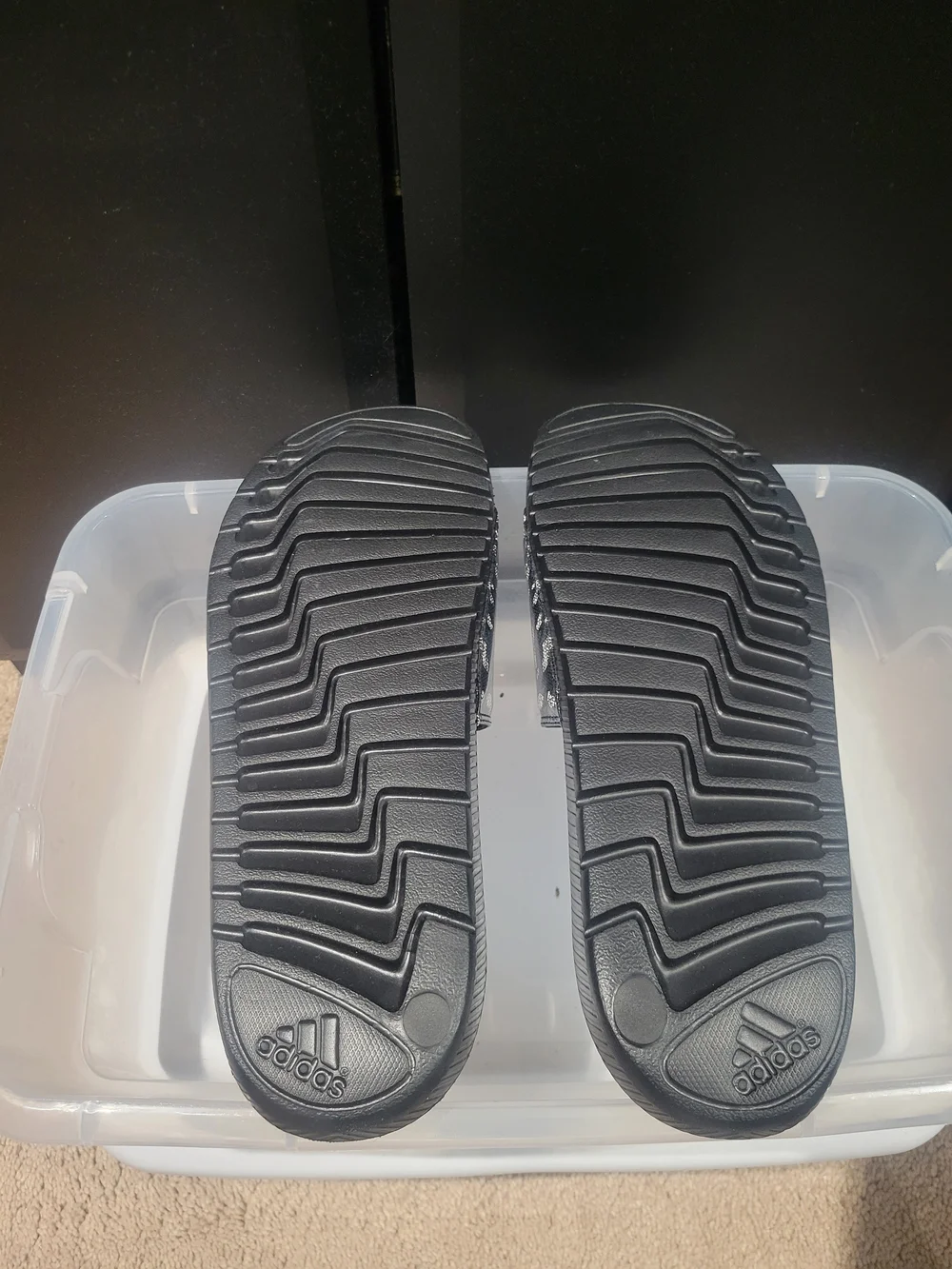 Men's adidas VOLOOMIX Black Patterned Logo Slide Sandals